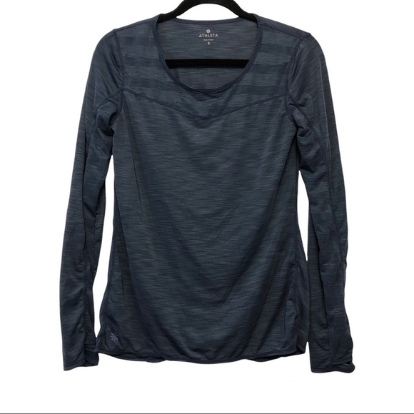 Athleta Blue Long Sleeve Running Shirt - Picture 1 of 10